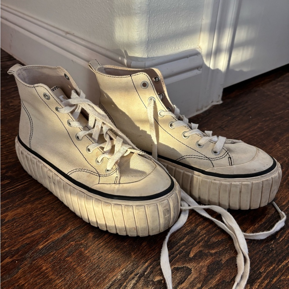 Diesel Platform High-Top Canvas Sneakers – Off-White